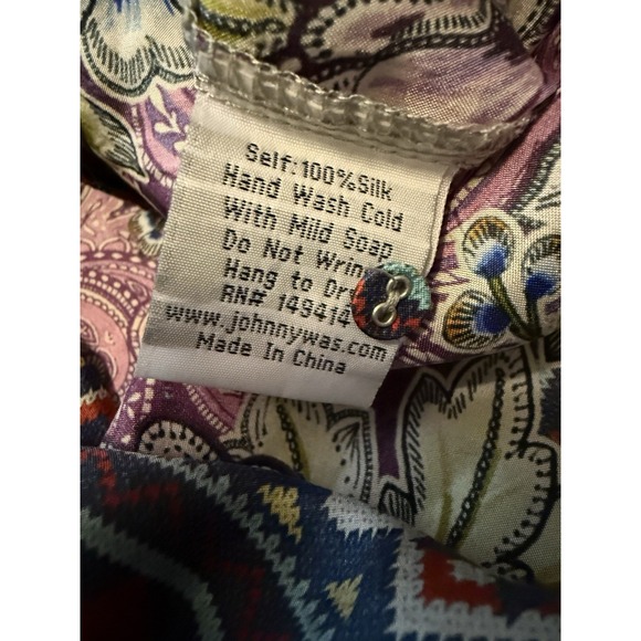 Johnny Was Ledona Janelle Blouse Button-Up Silk Sz Small Artsy Floral Resort - Picture 15 of 15